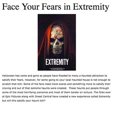 Face Your Fears in Extremity